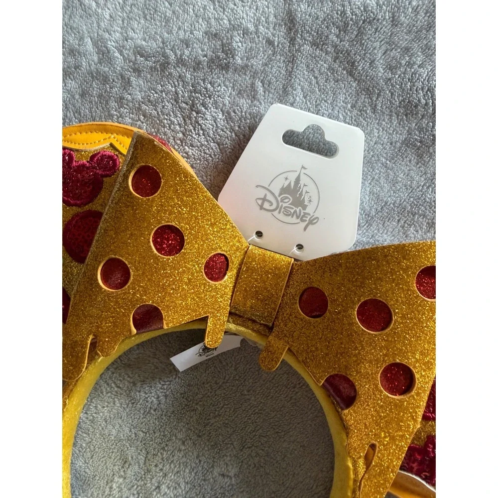 Disney Parks Pizza Minnie Mouse Ear Headband Glitter Pepperoni Pizza NWT - E536